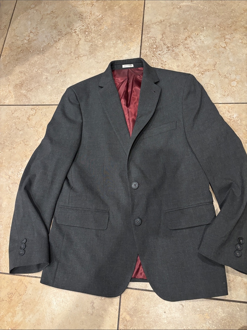 Joseph Abboud Charcoal Blazer with Burgundy Lining Boys size 14